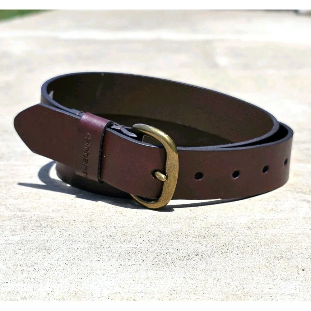 Carhartt Bridle Brown Leather Debossed Keeper Belt Size Medium M Womens